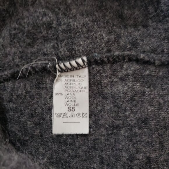 Gray Wool Blend Double-Breasted A-Line Skirt Made In Italy Preppy Academia Fall - Picture 5 of 5